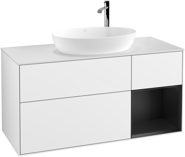 Тумба под раковину Villeroy & Boch Finion 120х50,1 см с подсветкой МДФ глянцевый белый лак/стекло белое матовое G951PDGF