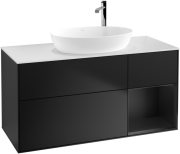 Тумба під раковину Villeroy & Boch Finion 120х50,1 см із підсвічуванням МДФ чорний матовий лак/скло біле матове G951PDPD