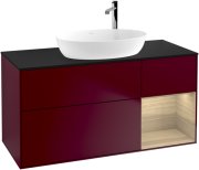 Тумба под раковину Villeroy & Boch Finion 120х50,1 см с подсветкой МДФ пион матовый лак/стекло черное матовое F952PCHB