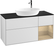 Тумба під раковину Villeroy & Boch Finion 120х50,1 см із підсвічуванням МДФ білий матовий лак/скло чорне матове F952PCMT