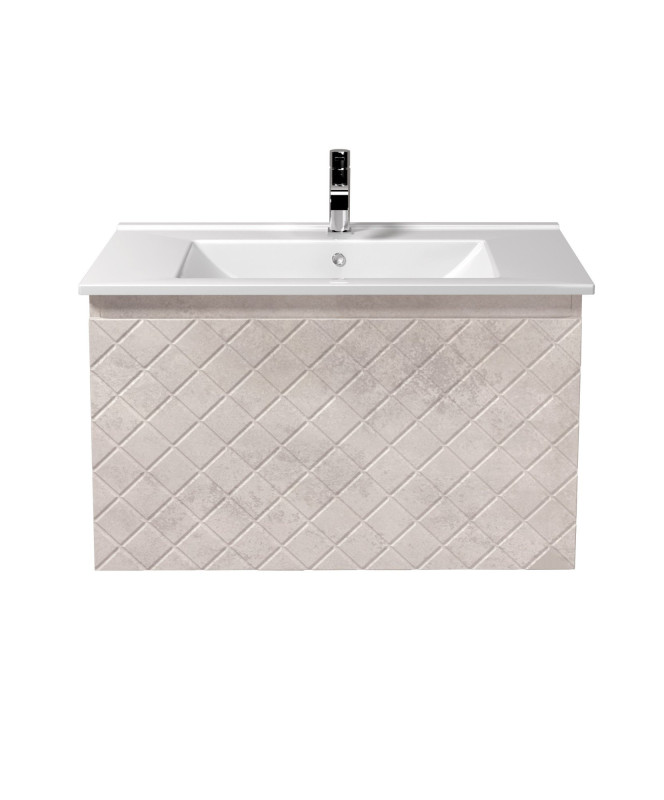 Тумба підвісна Мийдодір Diamante 80-А з раковиною Su-80 МДФ беж бетон 00-0008601