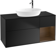 Тумба под раковину Villeroy & Boch Finion 120х50,1 см с подсветкой МДФ черный матовый лак/стекло черное матовое G952GNPD