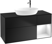 Тумба под раковину Villeroy & Boch Finion 120х50,1 см с подсветкой МДФ черный матовый лак/стекло черное матовое G952GFPD