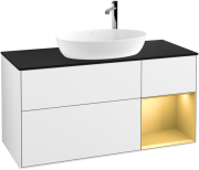 Тумба под раковину Villeroy & Boch Finion 120х50,1 см с подсветкой МДФ глянцевый белый лак/стекло черное матовое G952HFGF