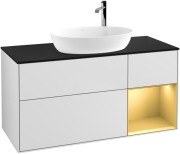 Тумба под раковину Villeroy & Boch Finion 120х50,1 см с подсветкой МДФ белый матовый лак/стекло черное матовое G952HFMT