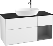 Тумба под раковину Villeroy & Boch Finion 120х50,1 см с подсветкой МДФ глянцевый белый лак/стекло черное матовое G952GKGF