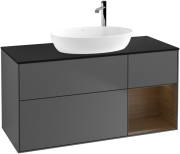 Тумба під раковину Villeroy & Boch Finion 120х50,1 см з підсвічуванням антрацит матовий лак/скло чорне матове G952GNGK