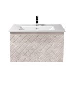 Тумба подвесная Мойдодыр Diamante 80-А с раковиной Su-80 МДФ беж бетон 00-0008601