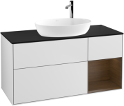 Тумба під раковину Villeroy & Boch Finion 120х50,1 см із підсвічуванням МДФ білий матовий лак/скло чорне матове G952GNMT