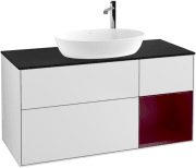 Тумба під раковину Villeroy & Boch Finion 120х50,1 см із підсвічуванням МДФ білий матовий лак/скло чорне матове G952HBMT