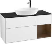 Тумба під раковину Villeroy & Boch Finion 120х50,1 см з підсвіткою МДФ білий глянцевий лак/скло чорне матове G952GNGF