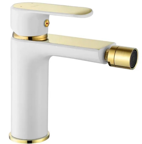 Смеситель для биде Rea Bloom однорычажный белый/золото REA-B9930