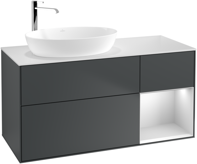 Тумба под раковину Villeroy & Boch Finion 120х50,1 см с подсветкой МДФ темно-синий матовый лак/стекло белое матовое F931MTHG