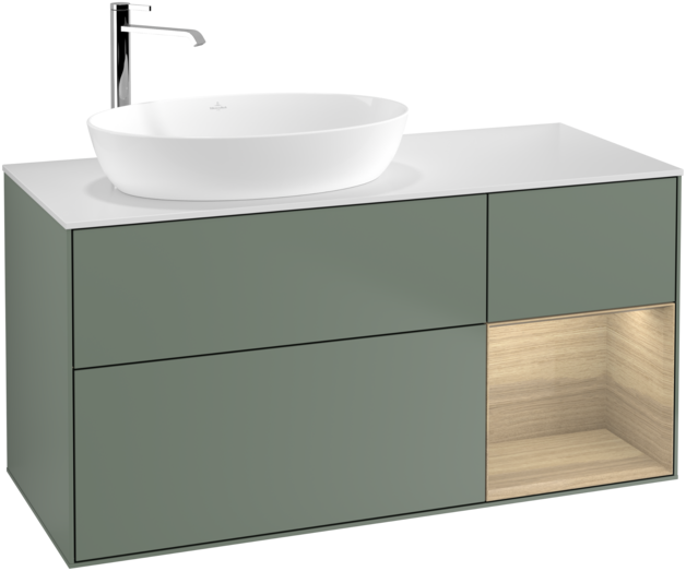 Тумба под раковину Villeroy & Boch Finion 120х50,1 см с подсветкой МДФ оливковый матовый лак/стекло белое матовое F931PCGM