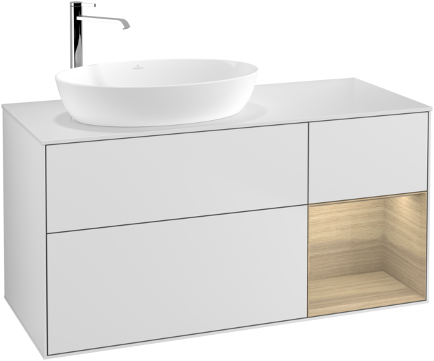 Тумба под раковину Villeroy & Boch Finion 120х50,1 см с подсветкой МДФ белый матовый лак/стекло белое матовое F931PCMT