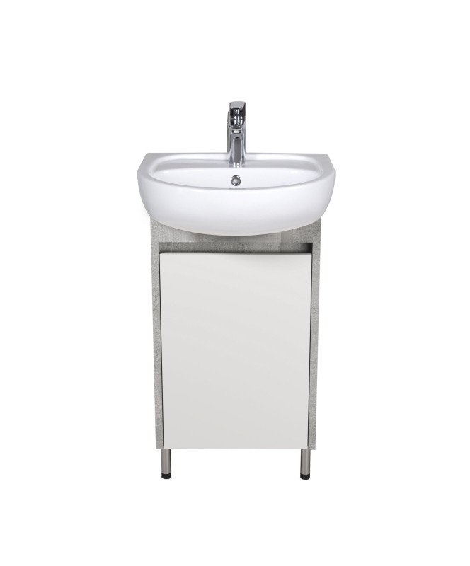 Тумба підлогова Мийдодір Nice Loft 50 з раковиною Solo ДСП бетон/білий глянець 00-0008575