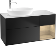 Тумба под раковину Villeroy & Boch Finion 120х50,1 см с подсветкой МДФ черный матовый лак/стекло белое матовое F931PCPD