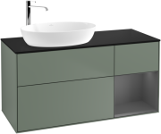 Тумба под раковину Villeroy & Boch Finion 120х50,1 см с подсветкой МДФ оливковый матовый лак/стекло черное матовое F932GKGM