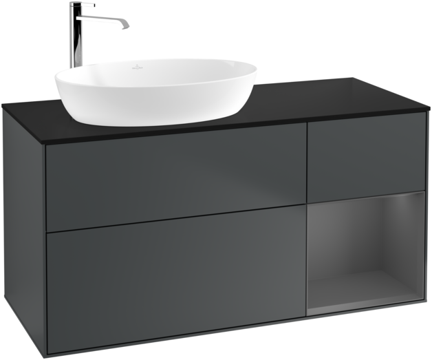 Тумба под раковину Villeroy & Boch Finion 120х50,1 см с подсветкой МДФ темно-синий матовый лак/стекло черное матовое F932GKHG