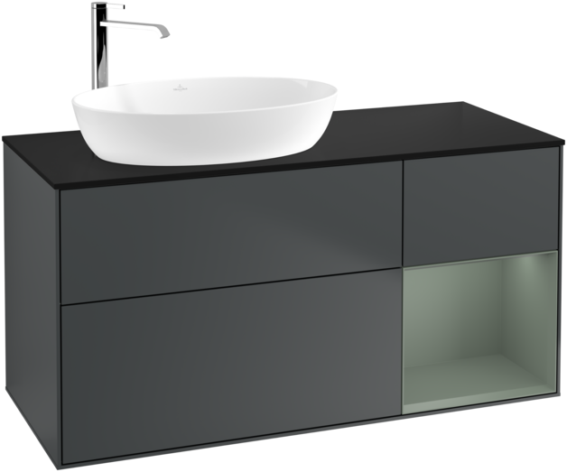 Тумба под раковину Villeroy & Boch Finion 120х50,1 см с подсветкой МДФ темно-синий матовый лак/стекло черное матовое F932GMHG