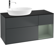 Тумба под раковину Villeroy & Boch Finion 120х50,1 см с подсветкой МДФ темно-синий матовый лак/стекло черное матовое F932GMHG