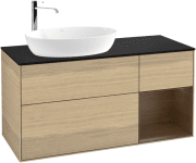 Тумба під раковину Villeroy & Boch Finion 120х50,1 см з підсвічуванням МДФ шпон дуба/скло чорне матове F932GNPC