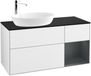 Тумба под раковину Villeroy & Boch Finion 120х50,1 см с подсветкой МДФ глянцевый белый лак/стекло черное матовое F932HGGF