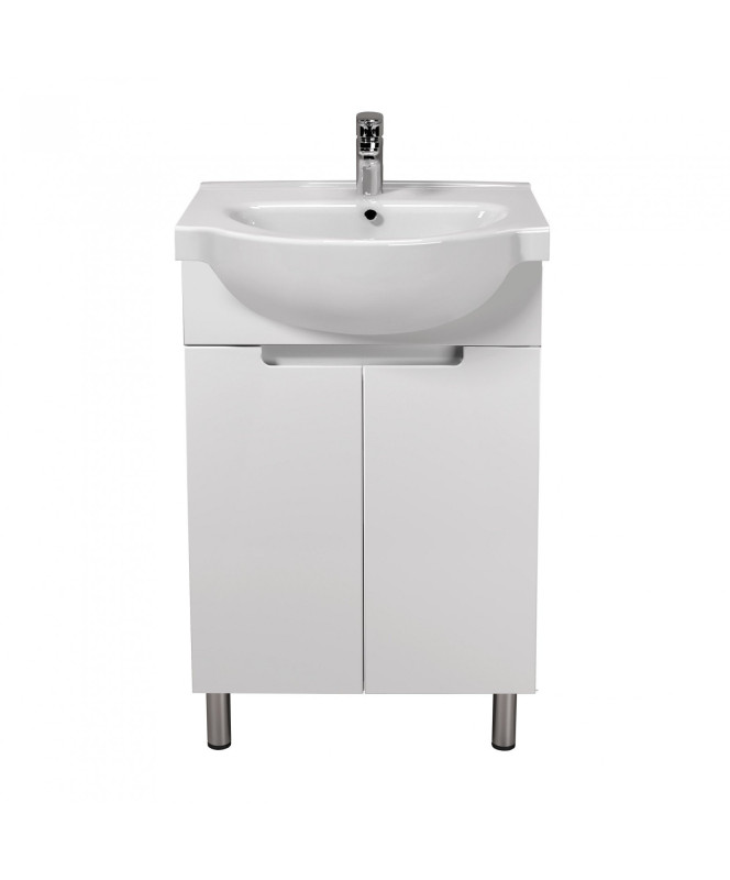 Тумба напольная Мойдодыр Tetris White 55 с раковиной Freja ДСП/МДФ белый глянец 00-0008037