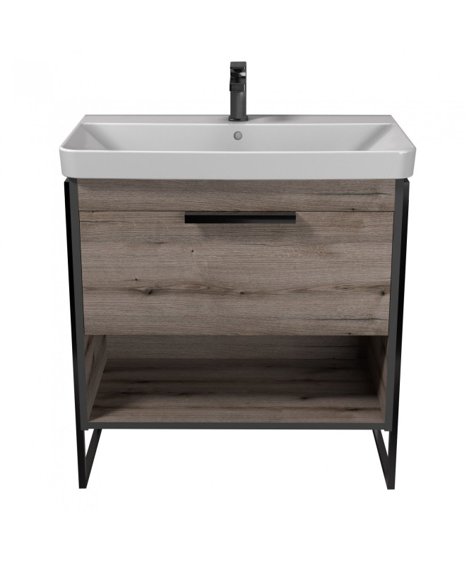 Тумба Мойдодыр Denver 80-A с опорами с раковиной Vivace ДСП дуб эвок 00-0008452