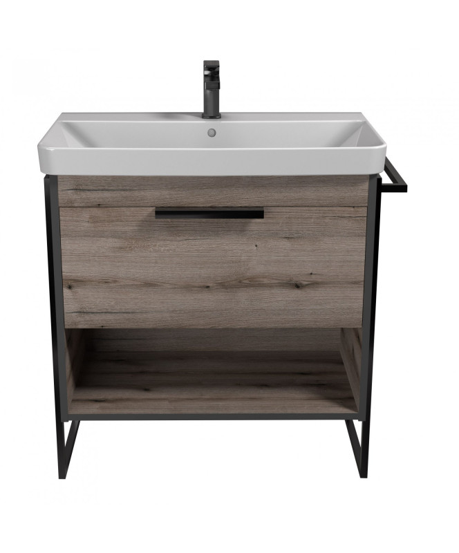 Тумба Мойдодир Denver 80-A з опорами та рушником утримувачем з раковиною Vivace ДСП дуб евок 00-0008453