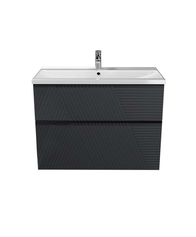 Тумба Мийдодір Rome 80-U з раковиною Debut ДСП/МДФ графіт матовий 00-0008666