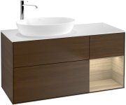 Тумба под раковину Villeroy & Boch Finion 120х50,1 см с подсветкой МДФ шпон грецкого ореха/стекло белое матовое F931PCGN