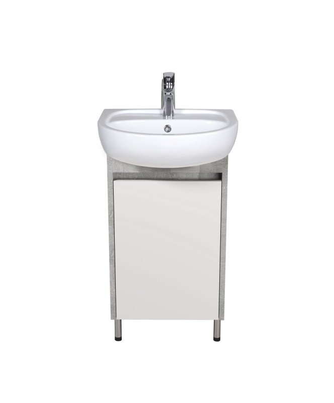 Тумба напольная Мойдодыр Nice Loft 50 с раковиной Solo ДСП бетон/белый глянец 00-0008575
