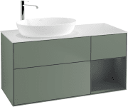 Тумба под раковину Villeroy & Boch Finion 120х50,1 см с подсветкой МДФ оливковый матовый лак/стекло белое матовое F931HGGM