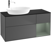 Тумба под раковину Villeroy & Boch Finion 120х50,1 см с подсветкой МДФ антрацит матовый лак/стекло черное матовое F932GMGK