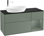 Тумба под раковину Villeroy & Boch Finion 120х50,1 см с подсветкой МДФ оливковый матовый лак/стекло черное матовое F932GMGM