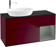 Тумба под раковину Villeroy & Boch Finion 120х50,1 см с подсветкой МДФ пион матовый лак/стекло черное матовое F932GMHB
