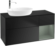 Тумба под раковину Villeroy & Boch Finion 120х50,1 см с подсветкой МДФ черный матовый лак/стекло черное матовое F932GMPD
