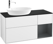 Тумба под раковину Villeroy & Boch Finion 120х50,1 см с подсветкой МДФ глянцевый белый лак/стекло черное матовое F932HGGF