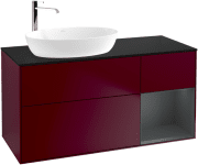 Тумба под раковину Villeroy & Boch Finion 120х50,1 см с подсветкой МДФ пион матовый лак/стекло черное матовое F932HGHB