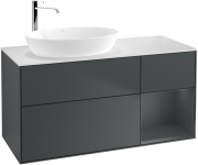 Тумба під раковину Villeroy & Boch Finion 120х50,1 см із підсвічуванням МДФ темно-синій матовий лак/скло біле матове F931HGHG