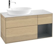 Тумба под раковину Villeroy & Boch Finion 120х50,1 см с подсветкой МДФ шпон дуба/стекло белое матовое F931HGPC