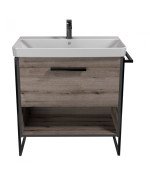 Тумба Мойдодыр Denver 80-A с опорами и полотенцедержателем с раковиной Vivace ДСП дуб эвок 00-0008453