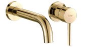 Змішувач для раковини Rea Lungo настінний одноважільний золото REA-B8559