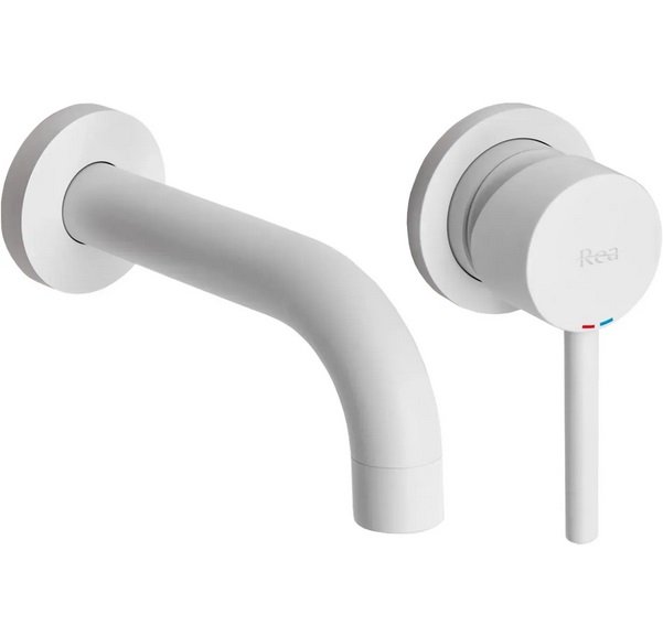 Смеситель для раковины Rea Lungo настенный однорычажный белый матовый REA-B9559