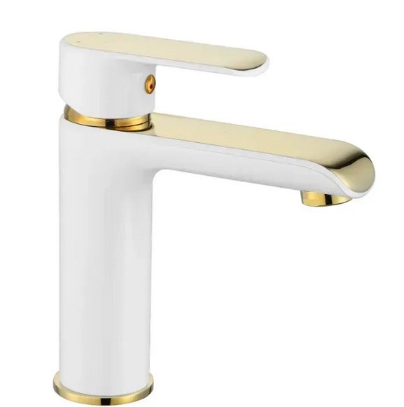Смеситель для раковины Rea Bloom однорычажный белый/золото REA-B9919