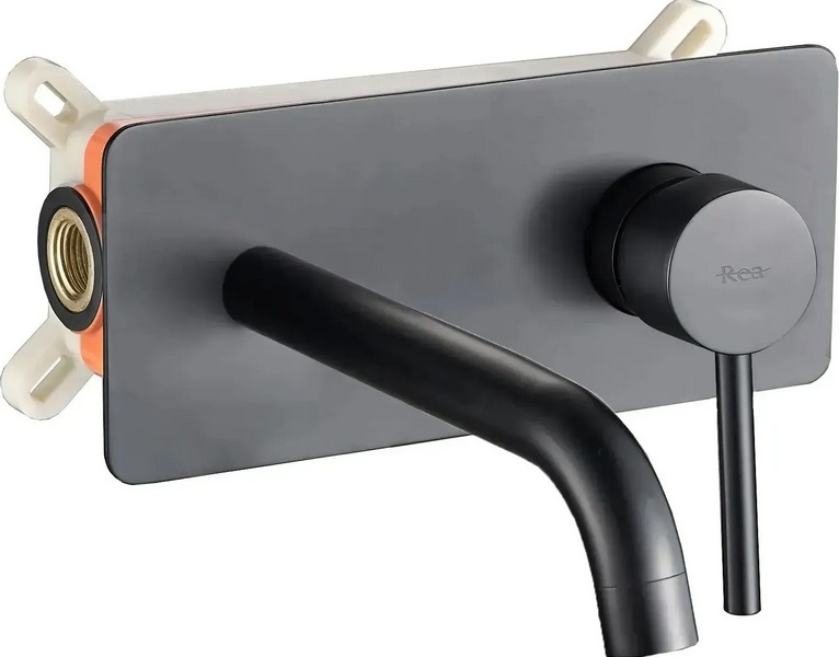 Смеситель для раковины Rea Viva настенный однорычажный черный REA-B0231