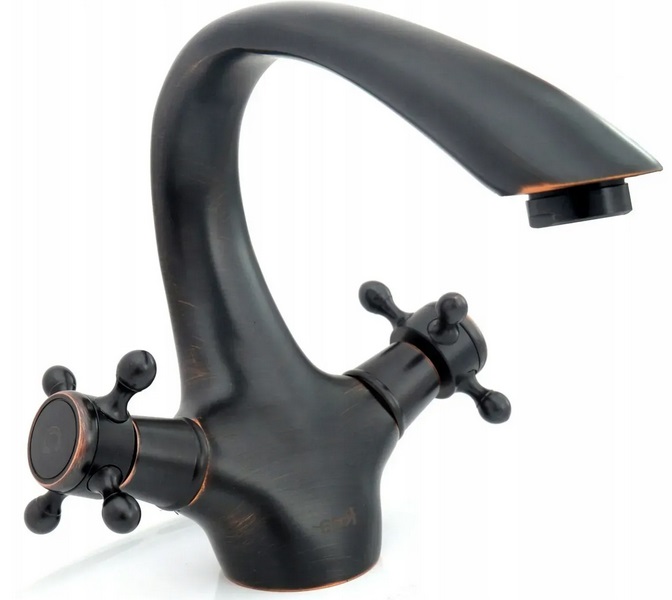 Змішувач для раковини Rea Retro двовентильний чорний REA-B0225