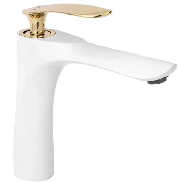 Змішувач для раковини Rea Orbit одноважільний білий/золото REA-B2052