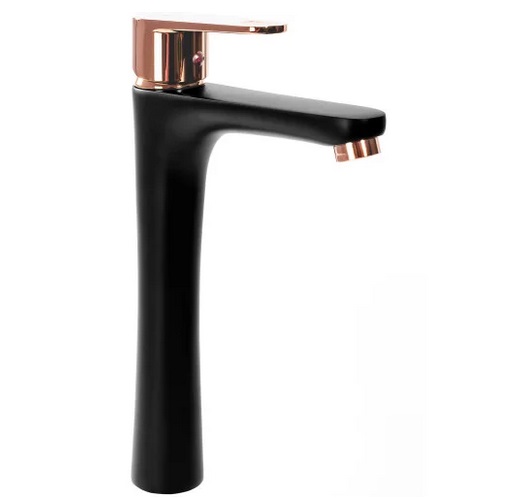 Змішувач для раковини Rea Mild одноважільний чорний/рожеве золото REA-B4808